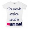 T-shirt bimba con scritta "Che mondo sarebbe senza la mamma!"