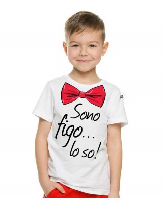 T-shirt bimbo manica corta "Sono figo...lo so"