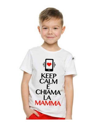 T-shirt bimbo/a manica corta "keep calm e chiama la mamma"
