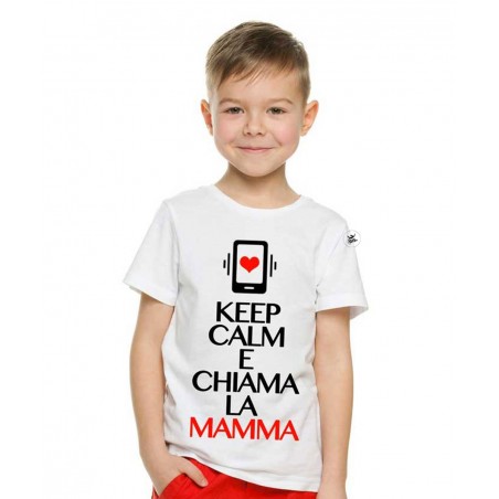 T-shirt bimbo/a manica corta "keep calm e chiama la mamma"