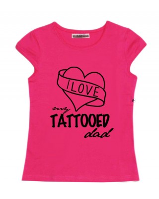 T-shirt bimba mezza manica "I love my tattooed dad"