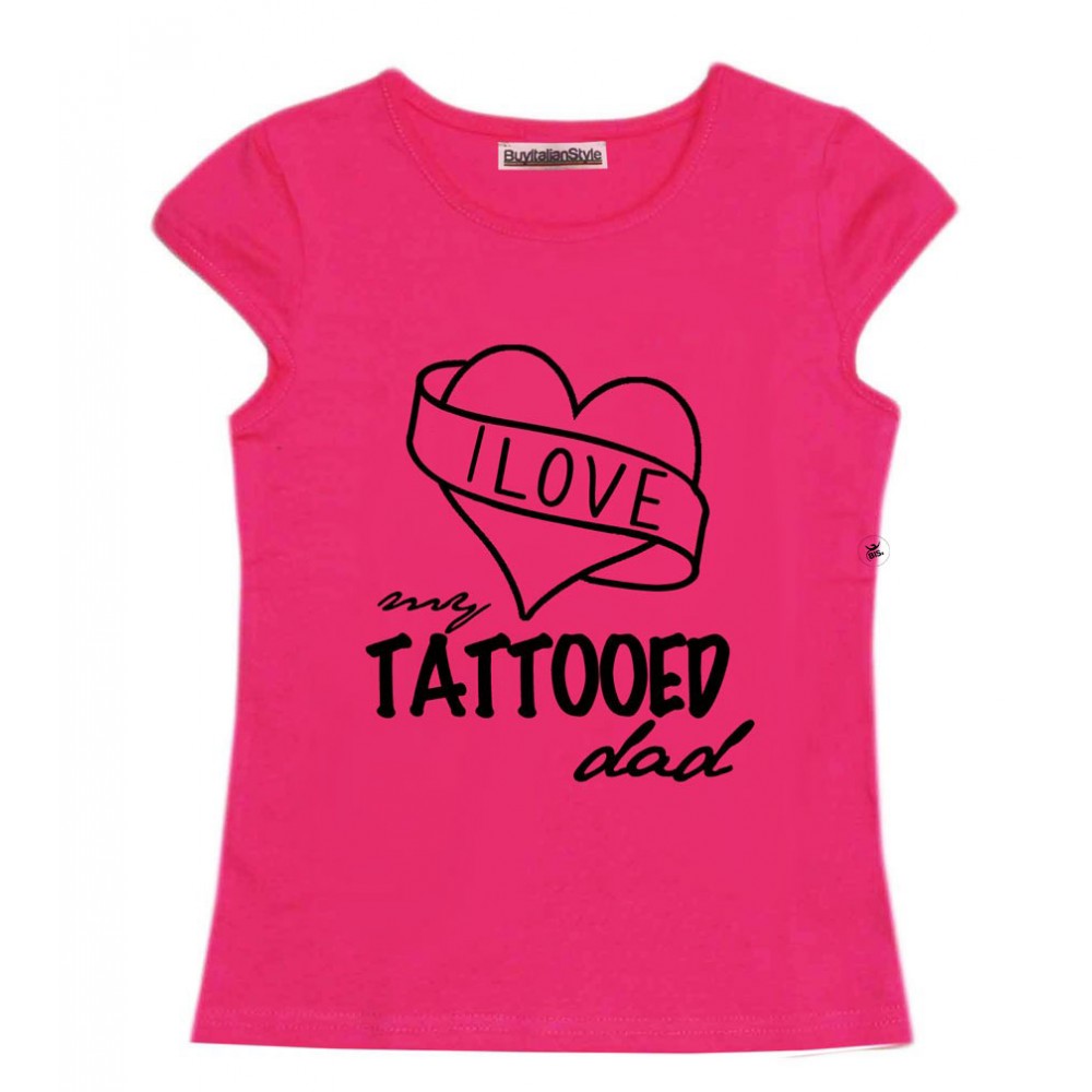 T-shirt bimba mezza manica "I love my tattooed dad"