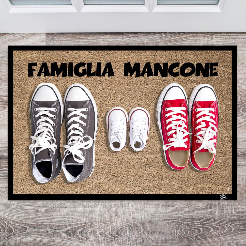 Zerbino cognome e scarpe dei componenti della famiglia