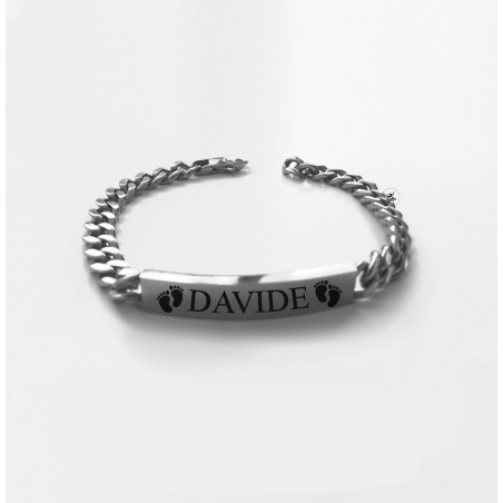 Bracciale con placchetta PIEDINI PERSONALIZZABILE con un nome o una data