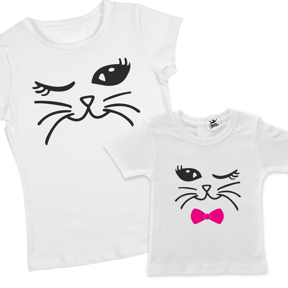 Magliette coordinate mamma disegno gatto
