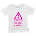 T-shirt bimba mezza manica "Attenzione che papà è geloso"