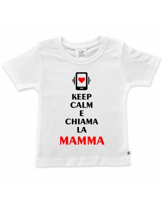 T-shirt bimbo/a manica corta "keep calm e chiama la mamma"