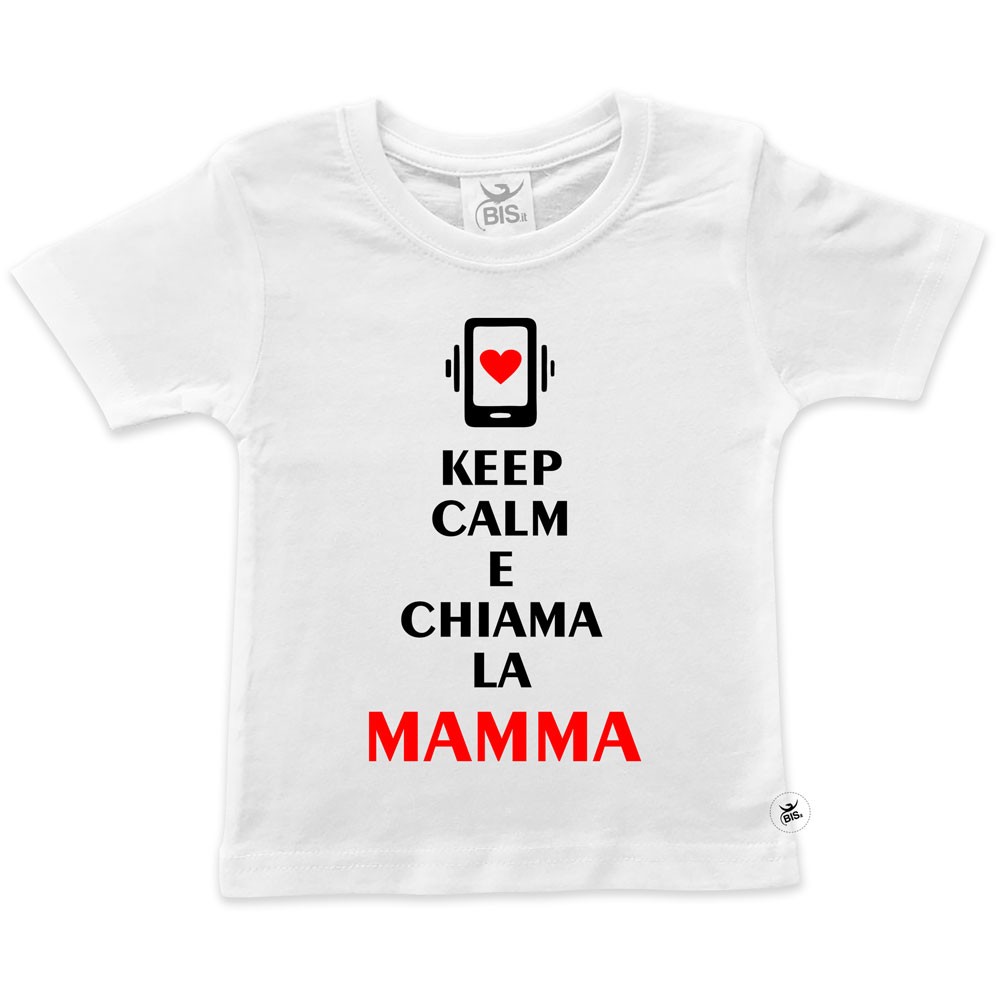 T-shirt bimbo/a manica corta "keep calm e chiama la mamma"