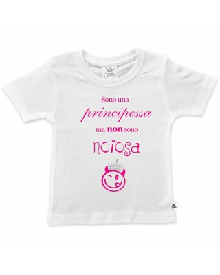 T-shirt bimba mezza manica "Sono una principessa ma non sono noiosa"