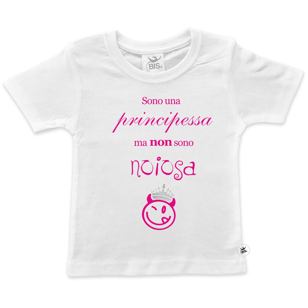 T-shirt bimba mezza manica "Sono una principessa ma non sono noiosa"