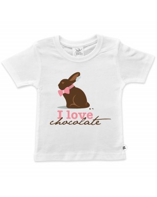 T-shirt bimba con scritta "I love chocolate"