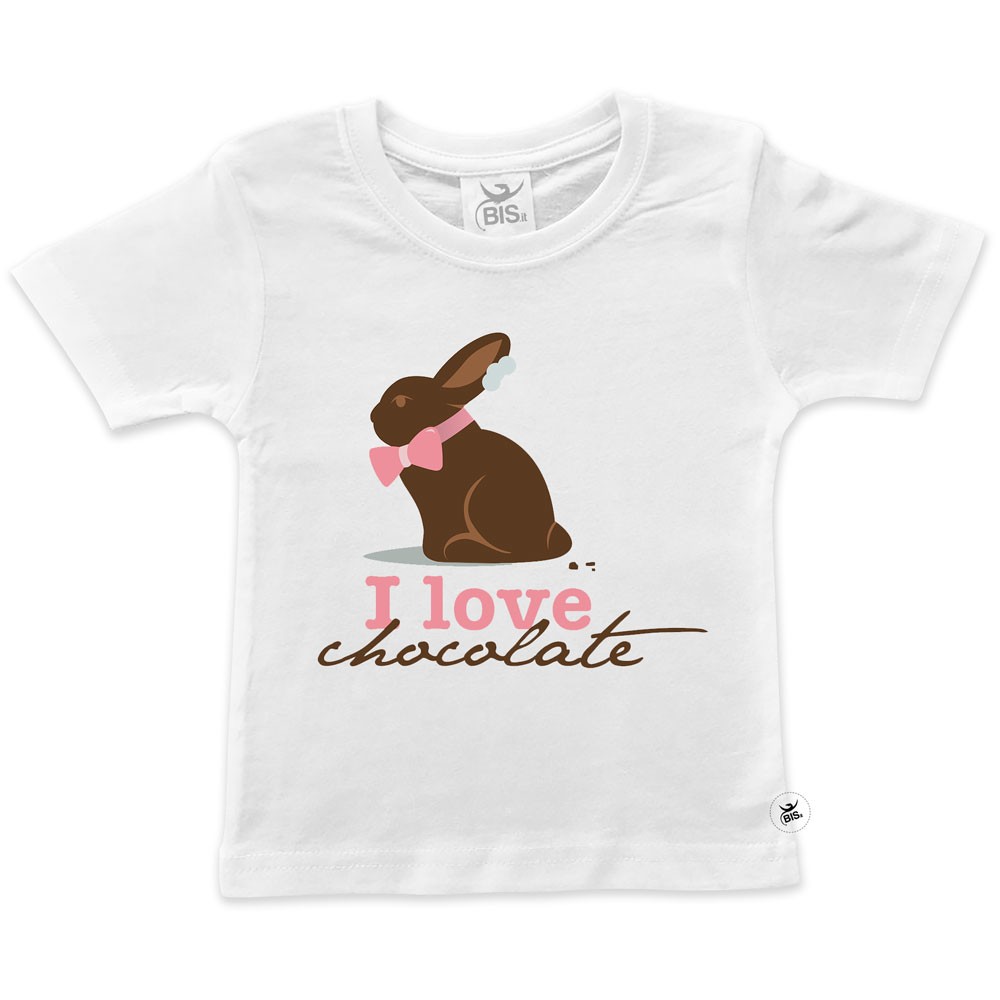 T-shirt bimba con scritta "I love chocolate"