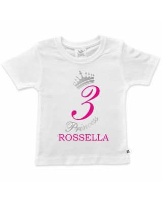 T-shirt bimba per COMPLEANNO a tema PRINCIPESSE - PERSONALIZZABILE