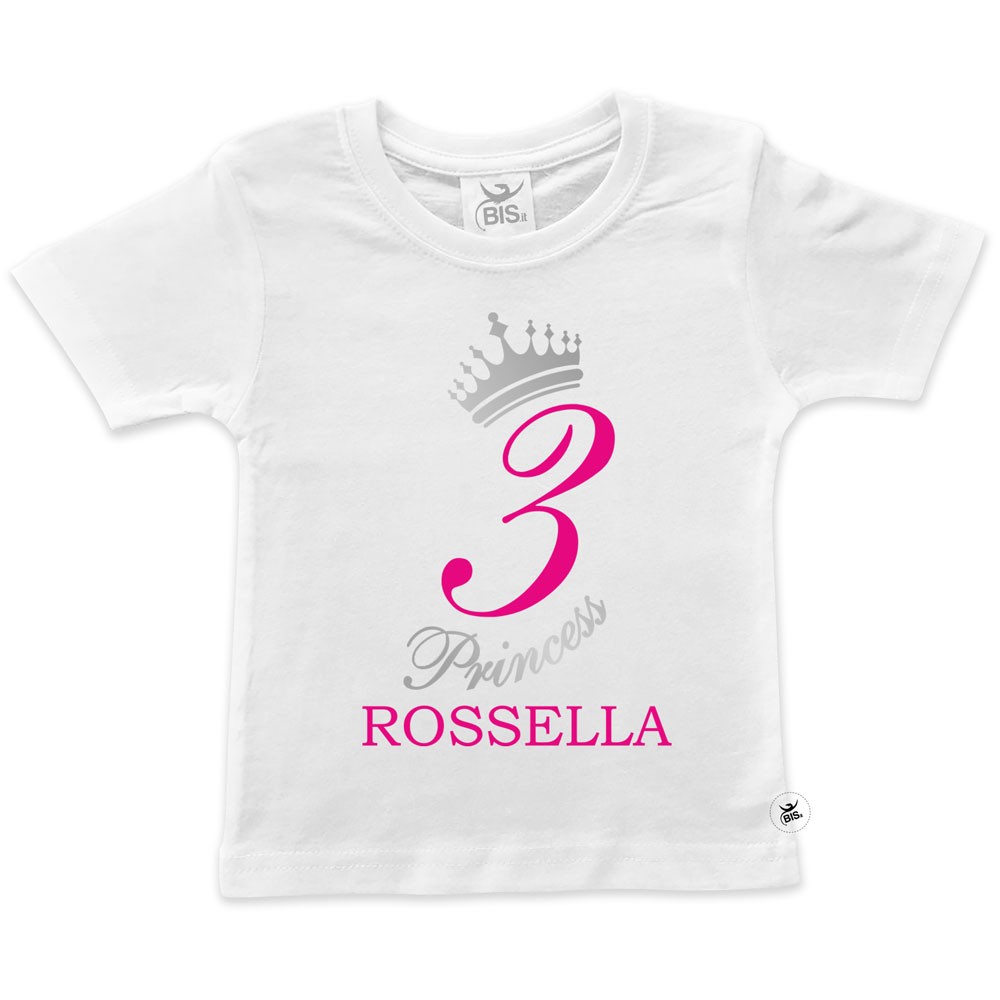 T-shirt bimba per COMPLEANNO a tema PRINCIPESSE - PERSONALIZZABILE