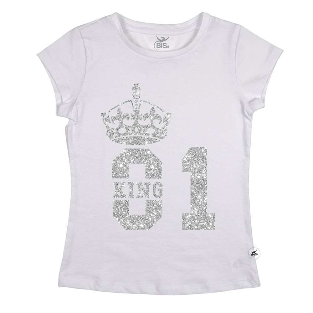 T-shirt Donna "Queen 01" con stampa glitterata