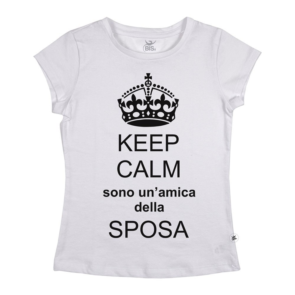 T-shirt donna manica corta "Keep calm sono un'amica della sposa"