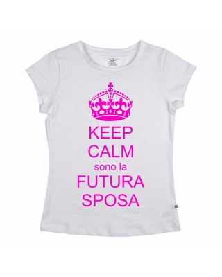 T-shirt donna manica corta "Keep calm sono la futura sposa"