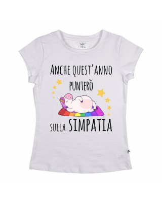 T-shirt unicorno"Anche quest'anno punterò sulla simpatia!"