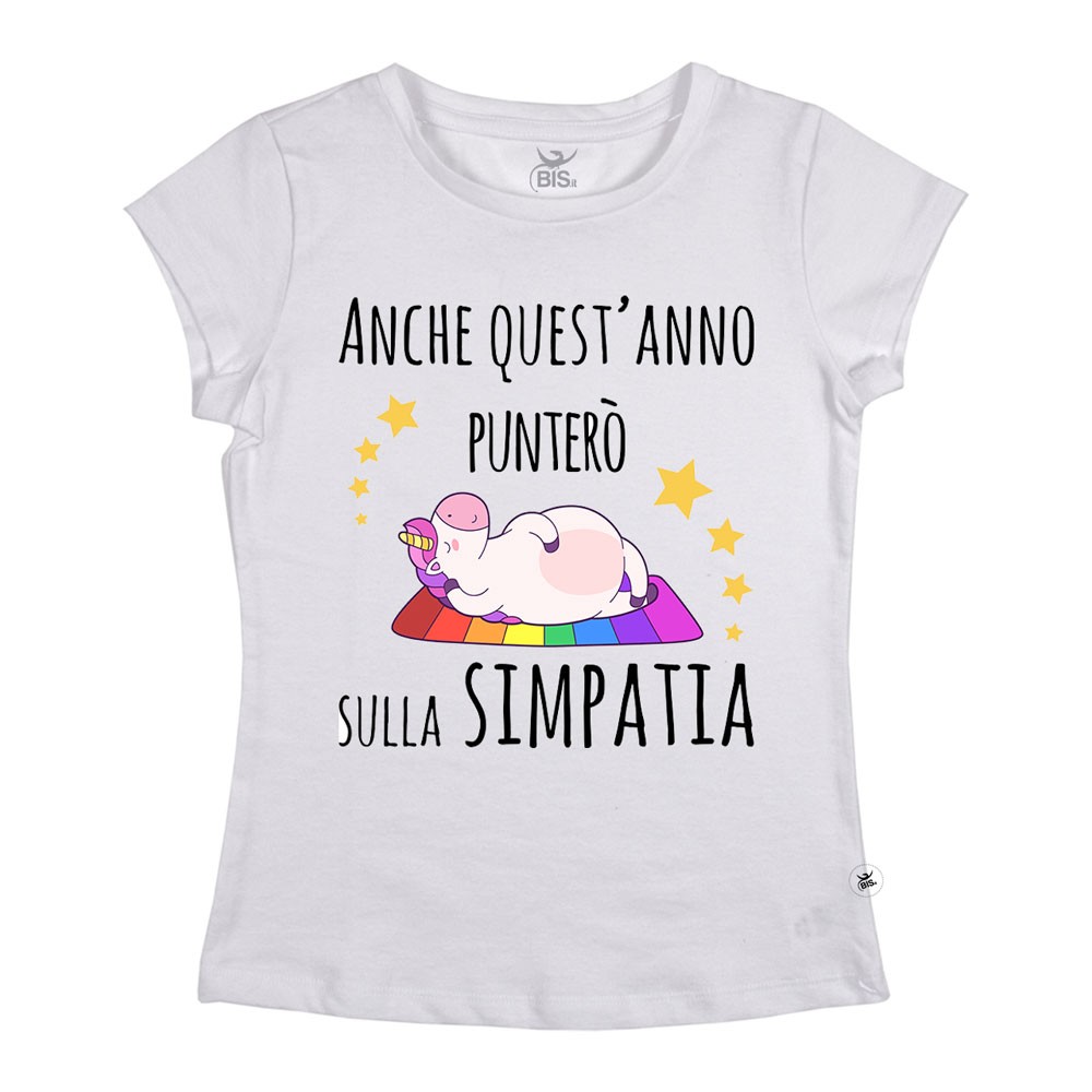 T-shirt unicorno"Anche quest'anno punterò sulla simpatia!"