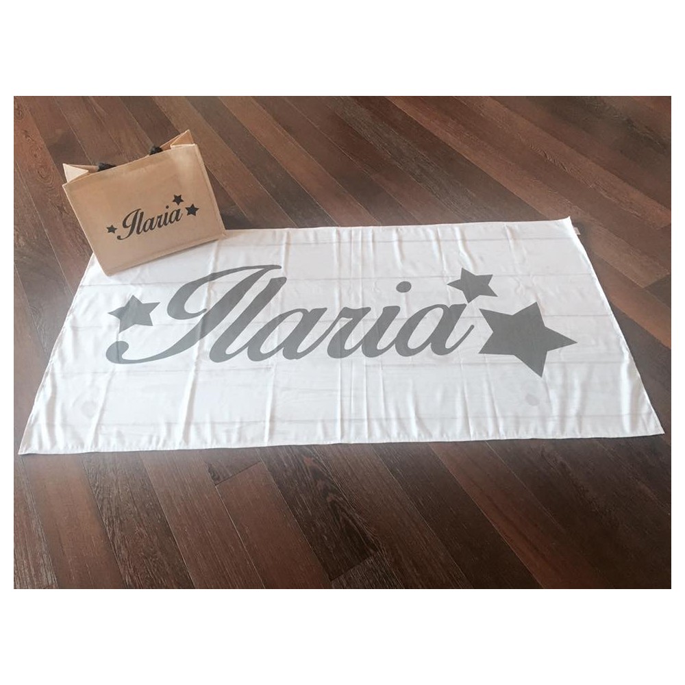 kit da mare, borsa e telo personalizzati con nome