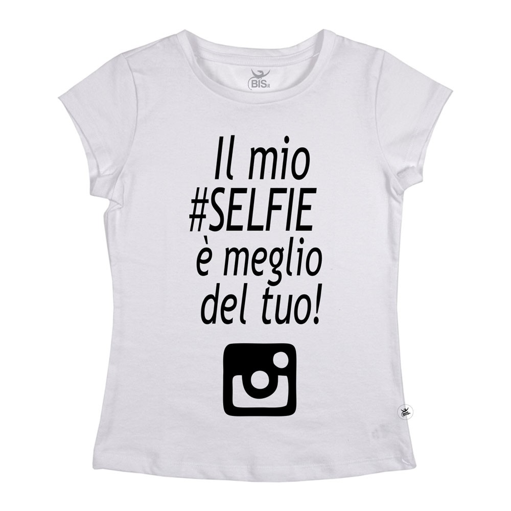 T-shirt donna manica corta "Il mio selfie è meglio del tuo"