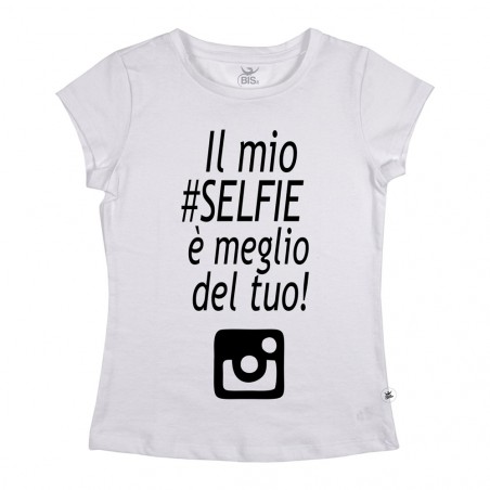 T-shirt donna manica corta "Il mio selfie è meglio del tuo"