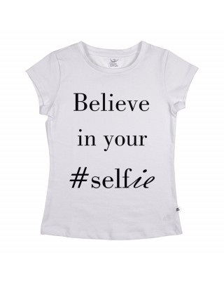 T-shirt donna manica corta "Believe in your selfie"