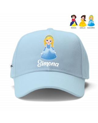 Cappellino con visiera "Principesse" azzurra