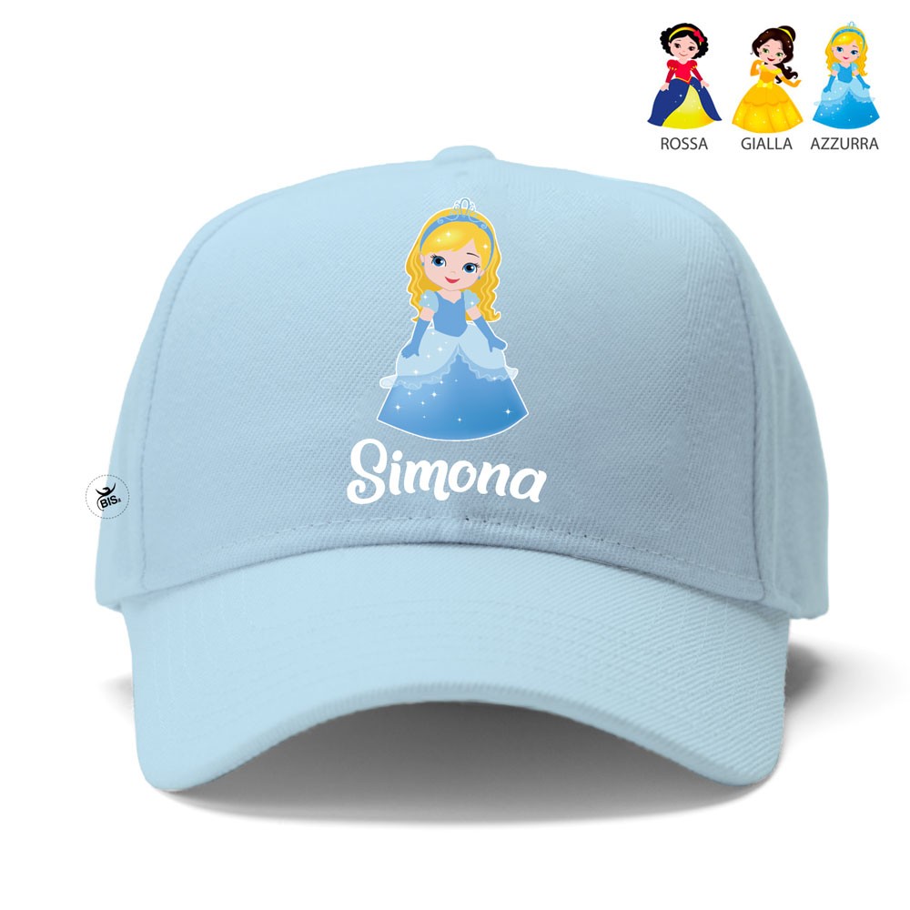 Cappellino con visiera "Principesse" azzurra