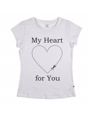 Maglia donna mezza manica "My heart for you" con cuore tratteggiato