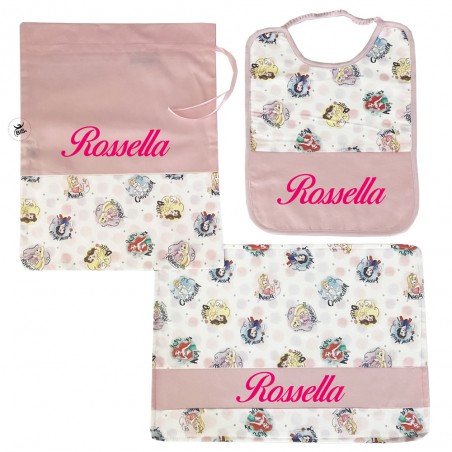 Corredo asilo Disney "Principesse" da personalizzare con nome