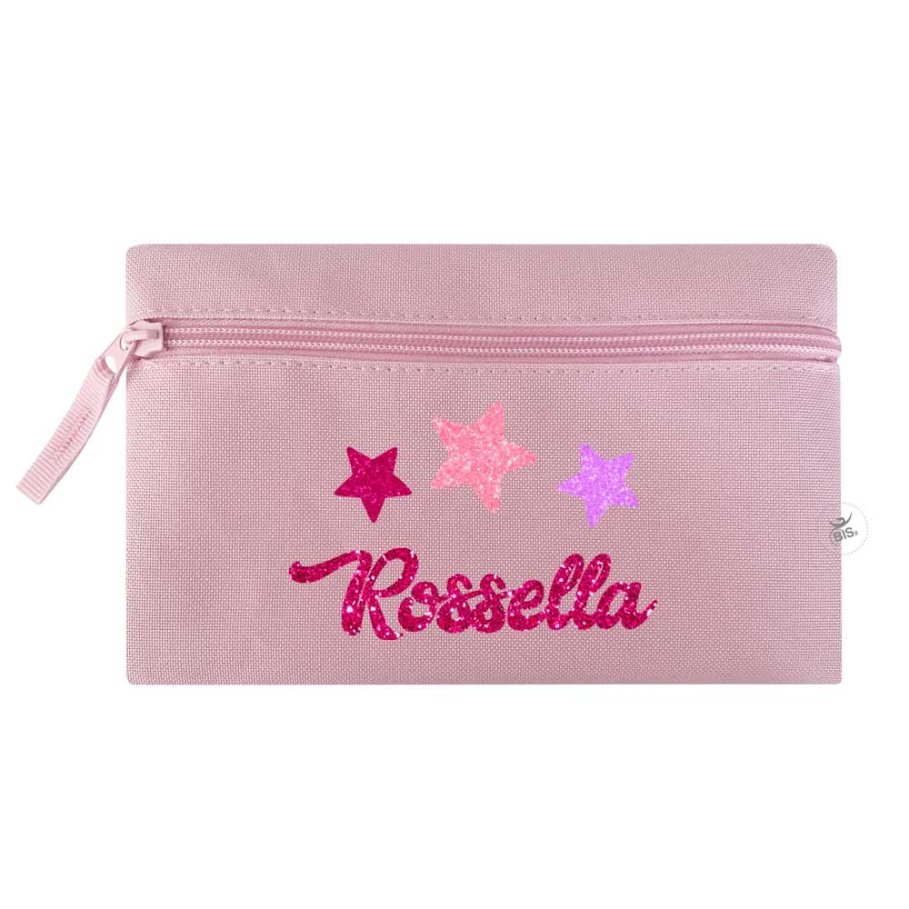 Astuccio porta penne con stelline e nome in glitter