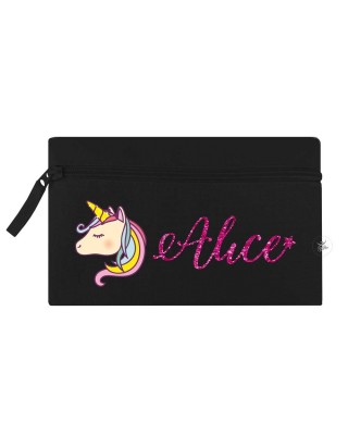 Astuccio porta penne con Unicorno nero