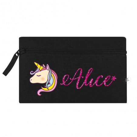 Astuccio porta penne con Unicorno nero
