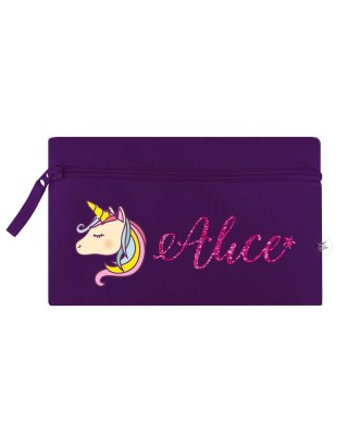 Astuccio porta penne con Unicorno viola