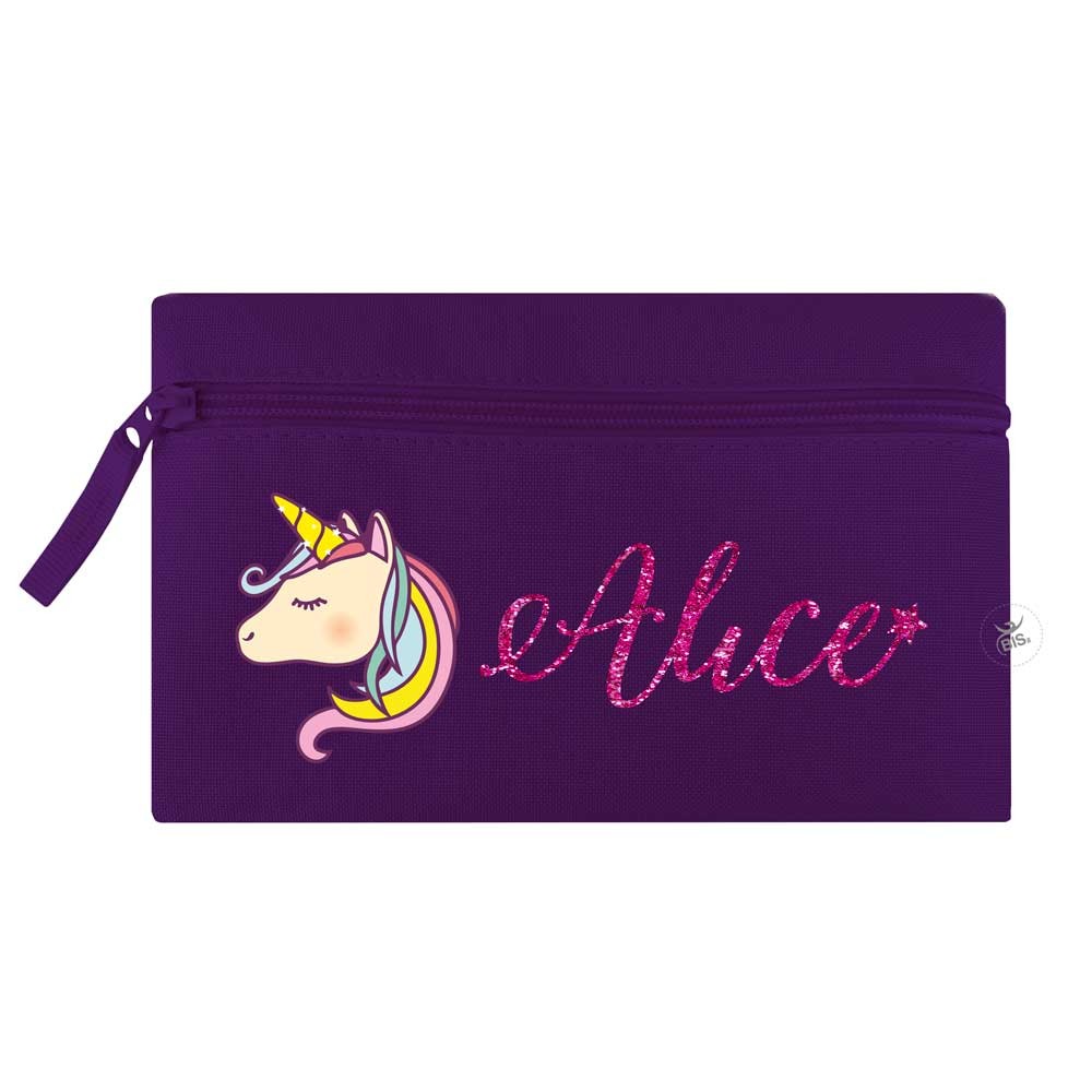 Astuccio porta penne con Unicorno viola