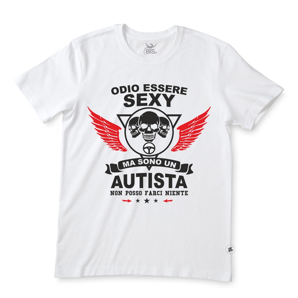 T-shirt uomo mezza manica "Odio essere sexy ma sono un autista non posso farci niente"