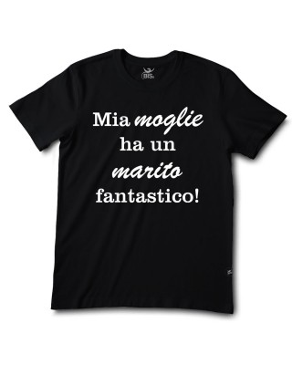 T-shirt uomo mezza manica "Mia moglie ha un marito fantastico"