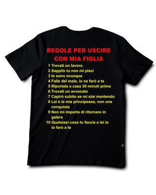 T-shirt uomo mezza manica "Regole per uscire con mia figlia"