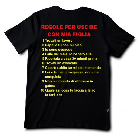 T-shirt uomo mezza manica "Regole per uscire con mia figlia"