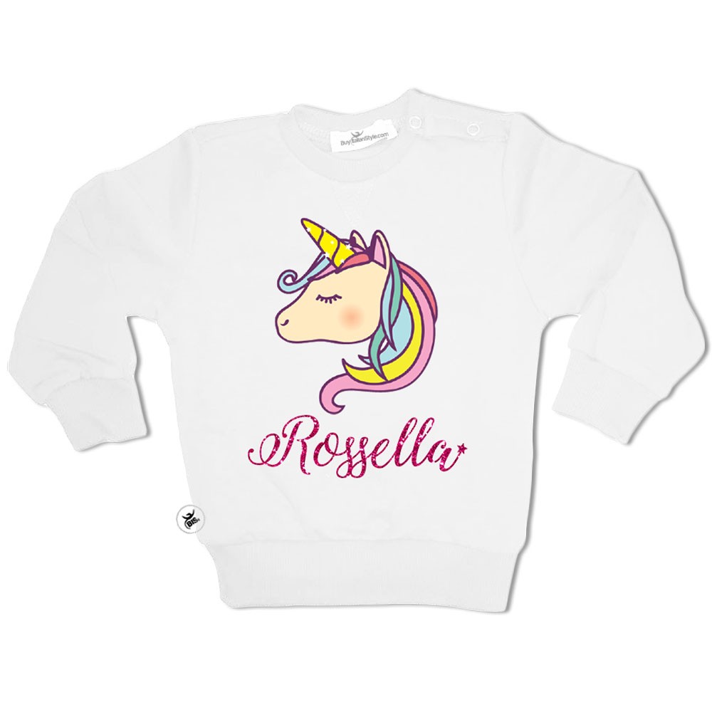 Felpa bimba Unicorno + nome glitterato