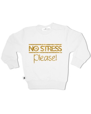 Felpa bimba/ragazza stampa GLITTER "NO STRESS PLEASE"