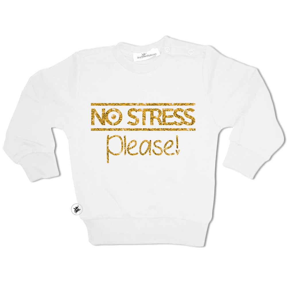 Felpa bimba/ragazza stampa GLITTER "NO STRESS PLEASE"