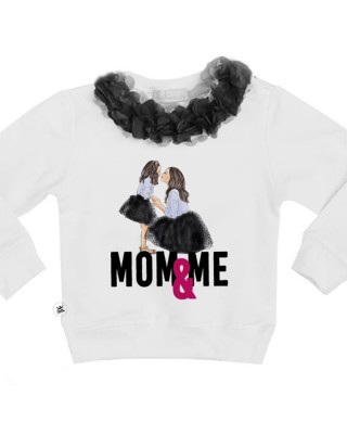 Felpa Bimba con fiori applicati "Mom & Me"