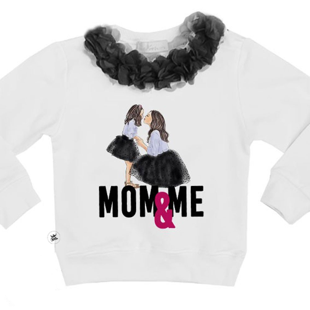 Felpa Bimba con fiori applicati "Mom & Me"