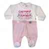 Tutina neonata ciniglia con fiori "Ciao Papà!"