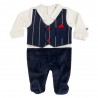 Winter Newborn jumpsuit, with hearts + "I'm daddy's meatball" print.