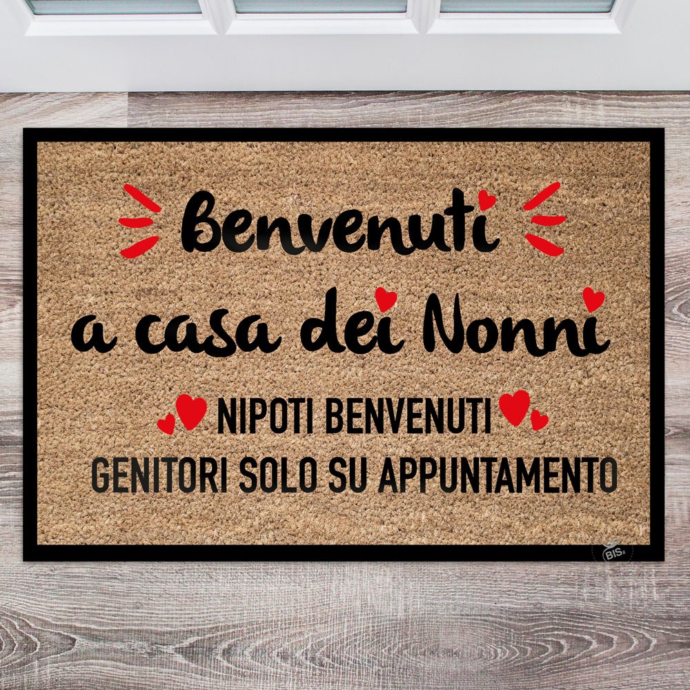 Zerbino/Tappeto con scritta Benvenuti a casa dei nonni