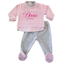 Completino Clinica  rosa e grigio "Diva si nasce"