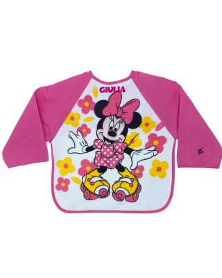 Bavaglino con maniche "Minnie flowers" fuxia